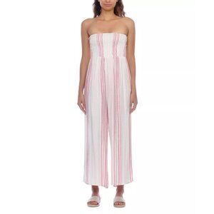 Raviya Womens Size Medium Smocked-Top Jumpsuit Swimsuit Cover-Up in‎ Pink $58